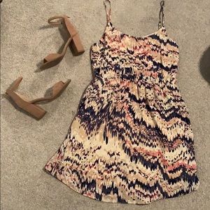 Purple pink abs cream sleeveless dress.